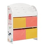 ALLE SIND HAPPY: Schenken Sie Ihren Kindern dieses Spielzeugregal mit 4 Aufbewahrungsboxen und 3 Buchfächern und ernten Sie hierfür ein strahlendes Lächeln. Auch die einfache Montage macht glücklich!