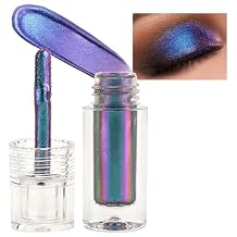 Purple Teal Duochrome MultiChrome Chameleon Liquid Metallic Eyeshadow, High-Impact Multi-Dimensional Finish, Purple Blue Silky Smooth and High Pigment Holographic Glitter Eyeshadow Makeup #04