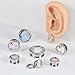 Punk Moon Sun Ear Tunnels Plugs Expander Gauges Stretcher Screw Earrings - Stainless Steel Abstract Face Crescent Reflective Sheeting Double Flared Tunnel Body Piercing Fashion Jewelry for Women Men (1/2