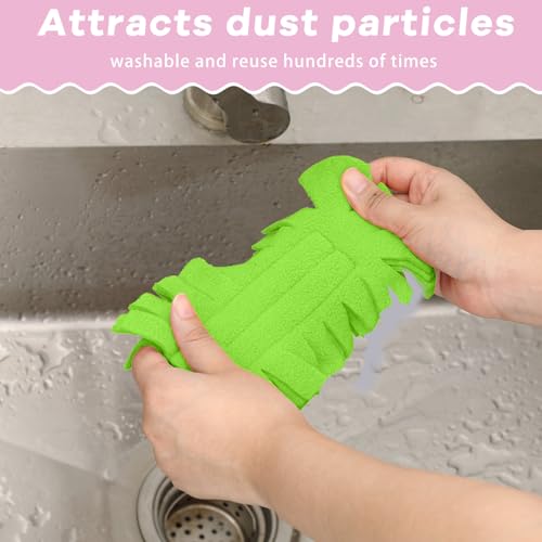 Image of Zubebe 12 Pcs Reusable Duster Refills Fleece,Candy Color | Soft Polyester Fiber Flat Duster Refill Multi Surface Washable Cleaning Pad Tools for Home, Blinds, Car, Pet, Furniture, Fans
