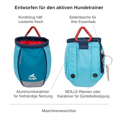 Kurgo Go Stuff-It Futterbeutel, Hält Hunde-Leckerlis frisch, Ideal für Hundetrainings, 11 cm breite Öffnung, Blau