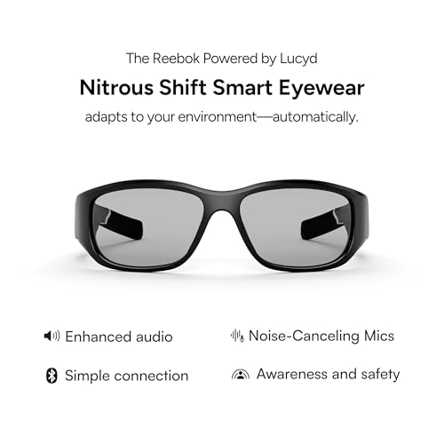 Image of Reebok Nitrous Shift Smart Eyewear Powered by Lucyd - Photochromic Adaptive Lens - HiFi Bluetooth Sport Glasses