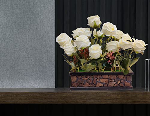 ARTSY® Artificial Flowers with Wooden Pot for Decoration for Tabl...
