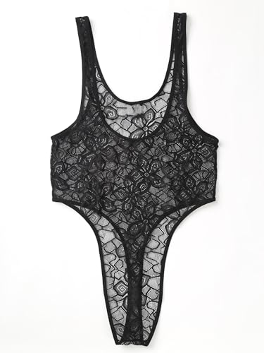 Men's Sheer Bodysuits Sissy Lingerie Leotard High Cut Singlet See Through Crossdress Nightwear3