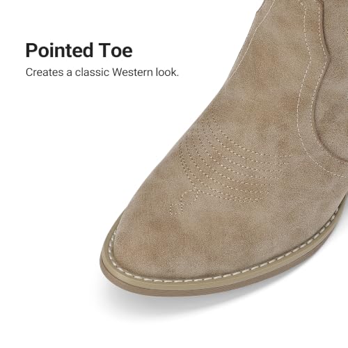 Image of DREAM PAIRS Women's Cowboy Cowgirl Western Boots | Embroidered Pointed Toe Low Heel Mid Calf Boot for Theme Party Country Concert