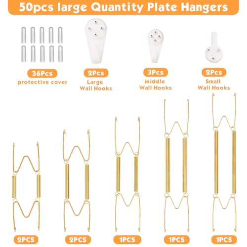 Image of 7 pcs Plate Hangers for The Wall, 4 /6 /8 /10 /12 Inch Invisible Decorative Wall Plate Hangers, Stainless Steel Plates Walls Hanger for Display Various Sizes with Hooks for Decorative