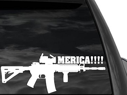 FGD Funny Pro Gun Window Sticker M4 Merica!!! in White 12