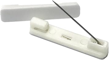20 White Safety Pin Bar w/Adhesive ID Badge Crafts