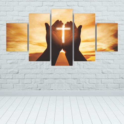 Quadros Decorativos Religioso Mãos ao Senhor Por do Sol Sala Quarto
