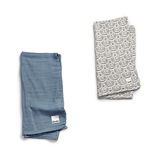 Elodie Details 2-pack Muslin Swaddle Filtar för Bebis i Oeko-Tex-Bambu Bomull, 80 x 80 cm - Tender Blue/Desert Rain