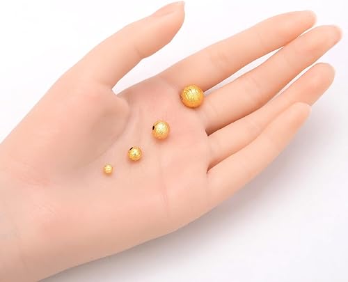 Miniatura 6 de 100 cuentas redondas sueltas de metal de latón chapado en oro, resistentes al deslustre, resistentes al deslustre, 0.315 in, para fabricación de