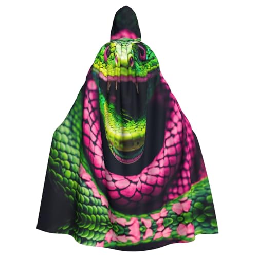 LIXLZH Capa con capucha con estampado de serpiente verde, capa universal para adultos, disfraz de bruja, disfraz de Halloween, capa de carnaval