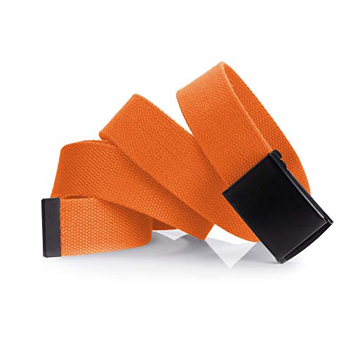 Image of Mile High Life Cut To Fit Canvas Web Belt Size Up to 52 inch with Flip-Top Solid Black Military Buckle