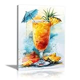  WQBQKKX Acquerello Quadri Frutta colorata Quadro Su Tela,Giallo, blu Quadri Arredamento Arte Classica Arredo Per Cucina Decorazione-80x110cm Incorniciato