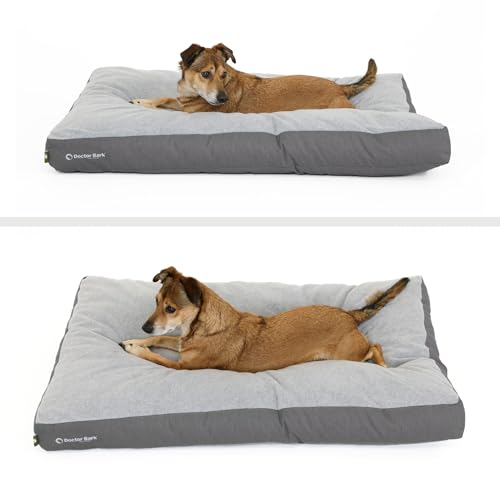 Doctor Bark Hundekissen Große Hunde Waschbar - Hundebett Weich Flauschig - Strapazierfähiges Kuscheliges Liegekissen - GreenLabel (L - 100x72 cm, Grau)