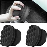 Zheigaoxea 2 PCS Tire Dressing Applicator Pads, Reusable Hex Grip Tire Shine Applicator Polishing Sponge Pads, Wheel Tire Shine Detailing Foam for Most Vehicles, Car Accessories (Black, 4.33")