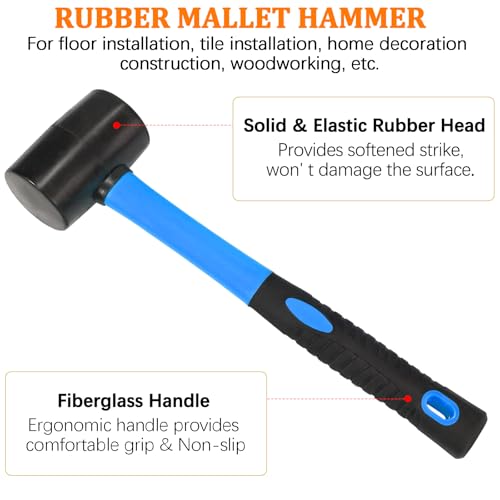 Image of Floor Gap Fixer Tool Heavy Duty Striking Surface Floor Gap Repair Tool, Aluminum Alloy Enhanced 2 Suction Cups with Double-sided Striking Points and Rubber Mallet for Laminate /Vinyl Flooring