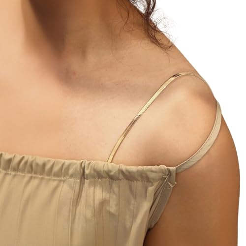 CharmBurst 1 Par de Tirantes de Sujetador Ajustables Dorados con Cadena de Hueso de Serpiente, Antideslizantes, Tirantes Brillantes para Sujetadores, Perfectos para Verano y Vestidos de Novia