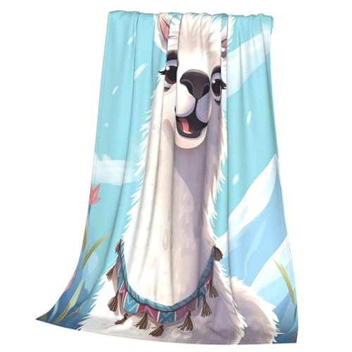 Couverture pour canapé flanelle douce légère plaid microfibre lama