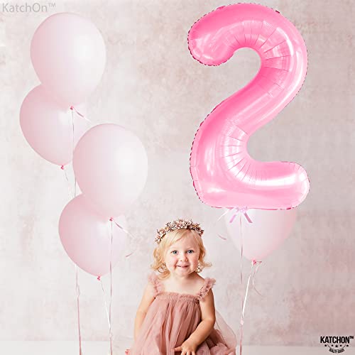 Image of Katchon, 40 Inch Pink Number 2 Balloons For 2nd Birthday Decorations