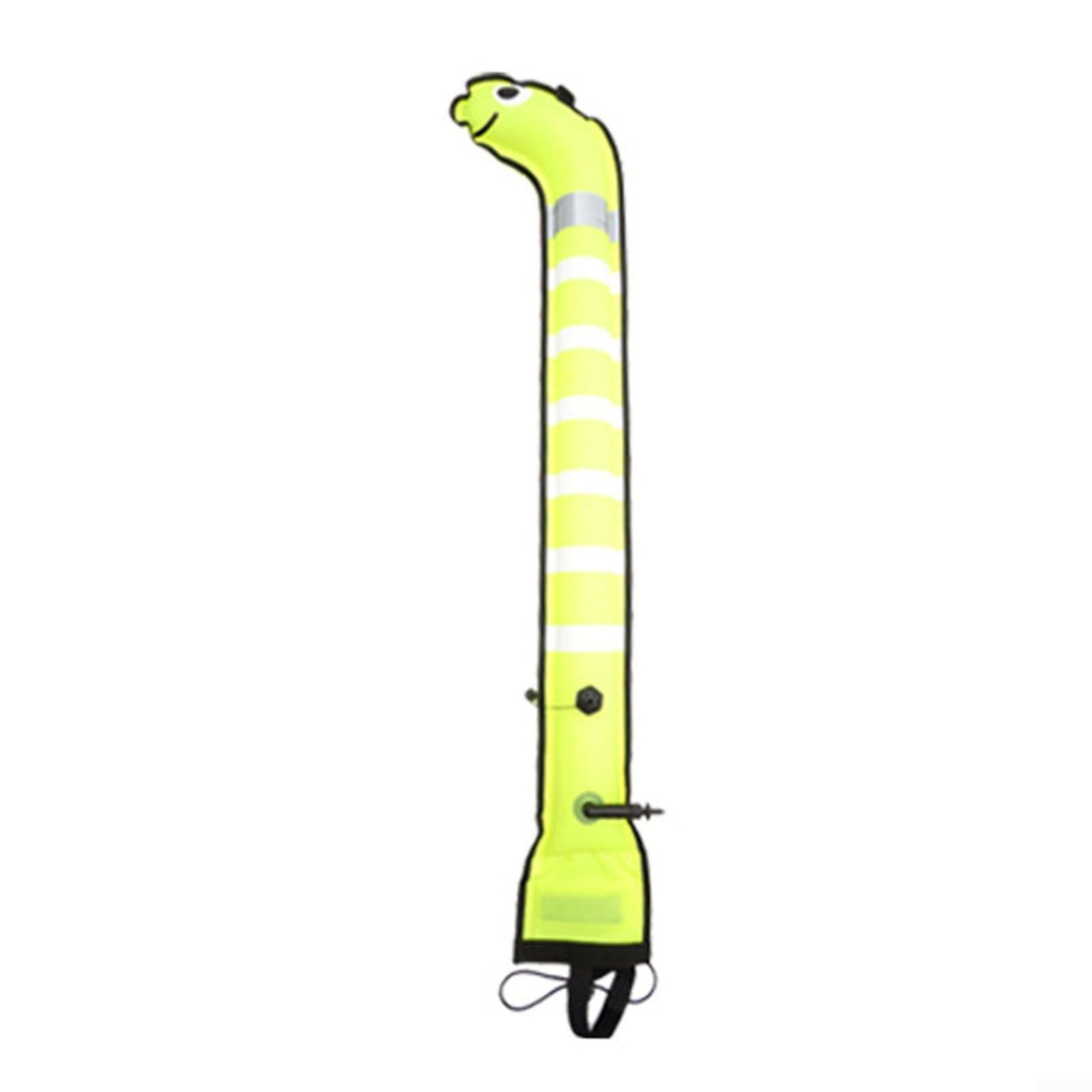 Boa subacquea SMB per sub, boa di segnalazione con strisce riflettenti, gonfiabile tramite bocchino o gonfiatore, boa visibile per il traffico in barca, arancione, 1,5 m x 15 cm (1,5 m x 15 cm, giallo