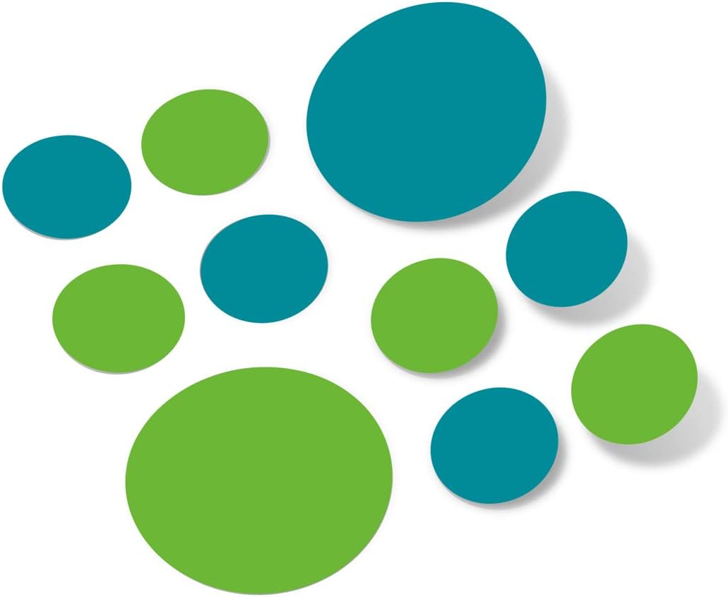 Lime Green/Turquoise Vinyl Wall Stickers - 2 & 4 inch Circles (300 Decals)