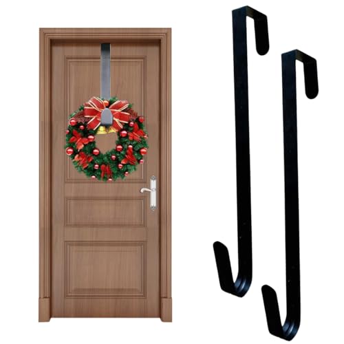 2 x Crochet Couronne de Noel Porte - 31cm Crochet de Porte pour Couronne de Noel en Acier Inoxydable, Support Robuste Sans Perçage pour Décorations Festives sur Porte d'Entrée Intérieure et Extérieure