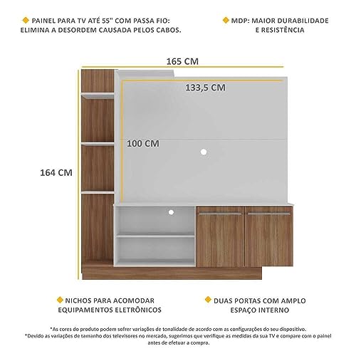 Estante Home Theater P/tv até 55 Pol. Denver Multimóveis Argila Acetinado com Branco Texturizado