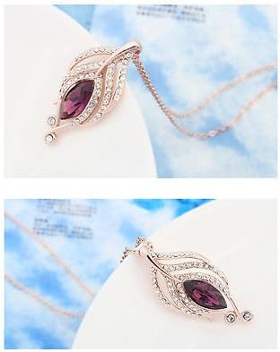 Miniatura 2 de Crystalline Azuria Juego de collar con colgante de amatista simulada de cristales chapados en oro rosa de 18 quilates para mujer, todo, Cristal,