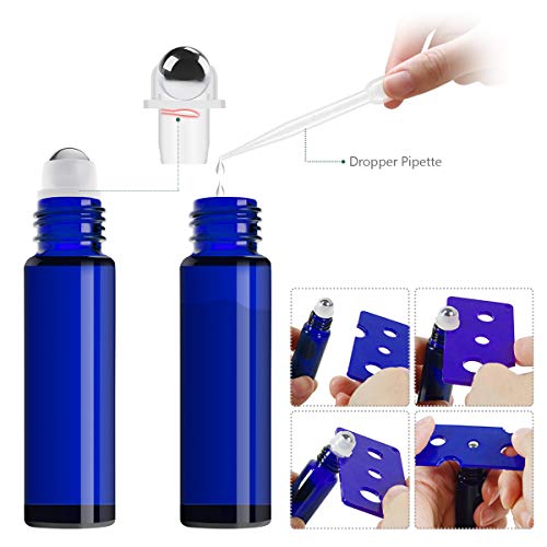 Glass Spray Bottle，Massugar Cobalt Blue Glass Spray Bottles Set Refillable Container For Essential Oil Bottle Kits - 2 X 16Oz, & 4 X 2Oz Spray Bottles & 6 X 10Ml Roller Bottles For Essential Oils Or C #TOP3