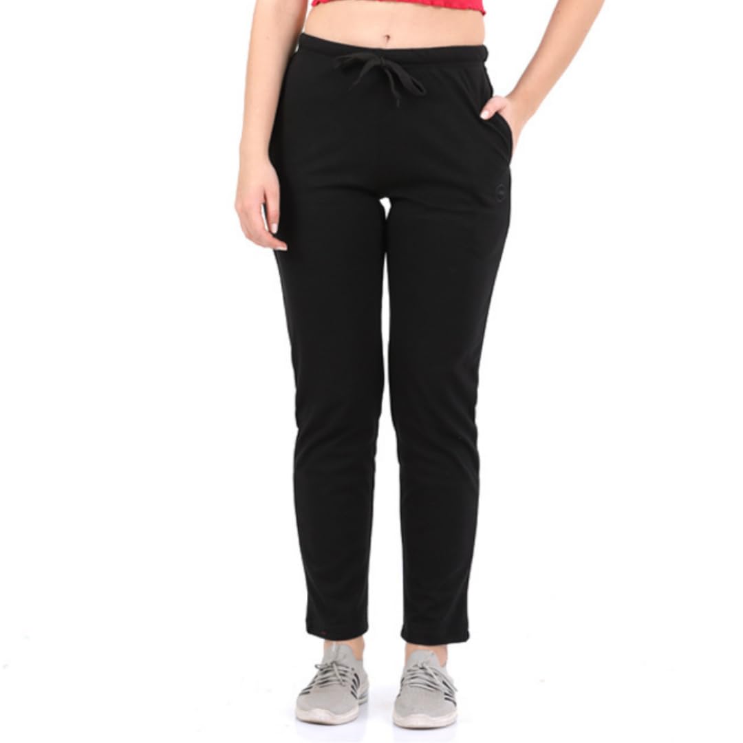 Women's Regular Track Pants, Women's Track Pants, Comfortable Gym & Workout Wear, Stylish Track Pant with Drawstring Black with Breathable Fabric-image-49