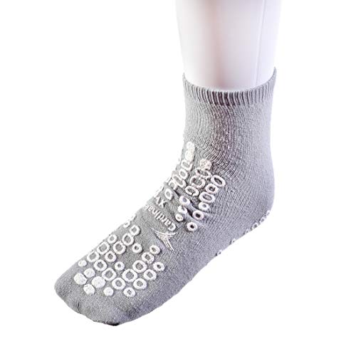 Cardinal Health™ Terry in Double Tread Patient Safety Slippers, Gray, X-Large, Case of 48 pairs