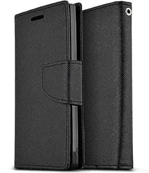 Makeshift Aritficial Leather Flip Cover for Oppo A7 (Black) | Flexible | Leather Finish | Card Pockets Wallet & Stand |