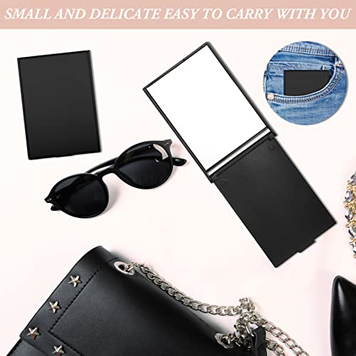 Queekay 2 X 3 X 0.2'' Small Makeup Folding Mirror Travel Mirror Portable Folding Mirror Rectangle Compact Mirror Stand Up Mirror Compact Mirror Portable Vanity Mirror For Women Girls（Black） #TOP6