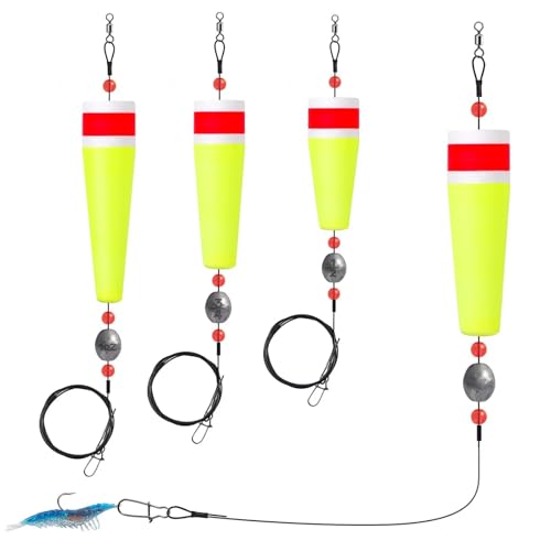 ECATIFIN 3PCS Popping Corks Fishing Bobbers Float Rigs for Saltwater Freshwater Fishing Tackle Weighted Bobbers Size 3IN/4IN/5IN