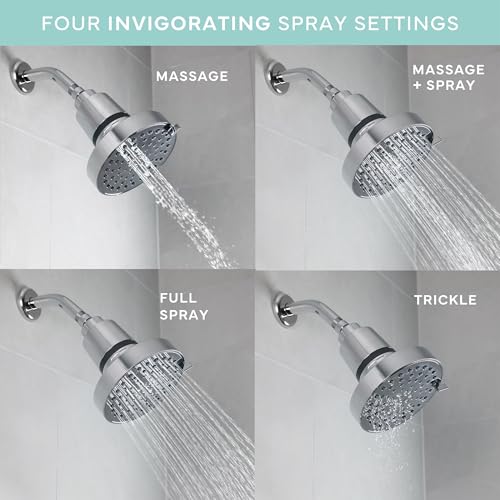 Image of SEVENTY 4-Setting Filtered Shower Head with Shower Filter in Chrome - Helps Reduce Chlorine and Impurities for Healthier Hair, Skin and Scalp, Easy to Install (Model 12155)