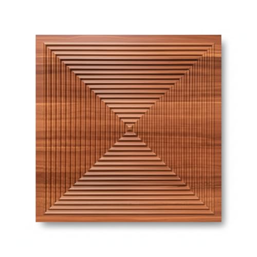 Image of 3D Decorative PVC Wall Panel 20x20 Inch - Wooden Texture Check Pattern, Non-Self Adhesive, Waterproof Wall Tile for Living Room & Office Walls