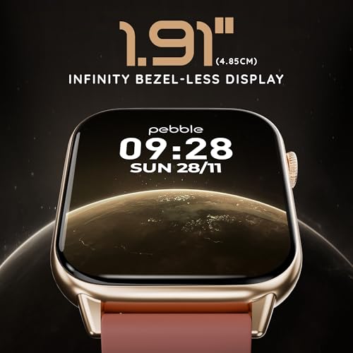 Image of Pebble Cosmos Ultra 2.0 Smartwatch for Men & Women 1.91 inch Infinite Display, Bluetooth Calling, Sleek Ultra-Thin Design Fitness & Sleep Monitor Works with Android & iOS - Copper