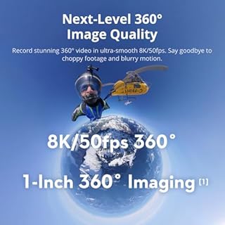 Osmo 360 Skiing Essential Combo, 360 Camera with 1-Inch 360° Imaging, Native 8K 360° Video, 4K/120fps & 170° Boost Video, 1.2m Invisible Selfie Stick Kit, Extended Battery Life with 2 Batteries