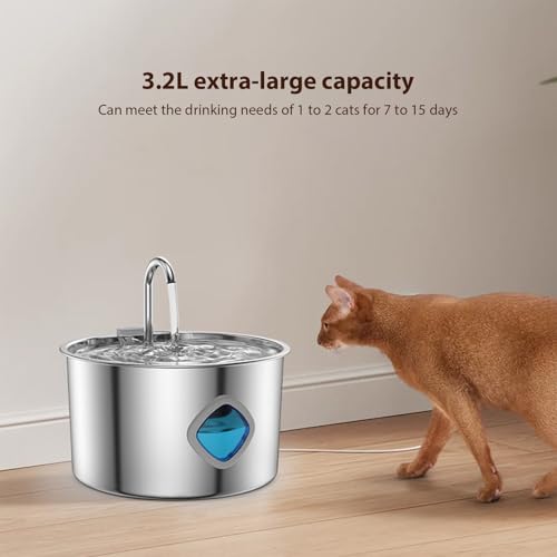 Fuente automática para mascotas 3.2L acero inoxidable miniatura 7