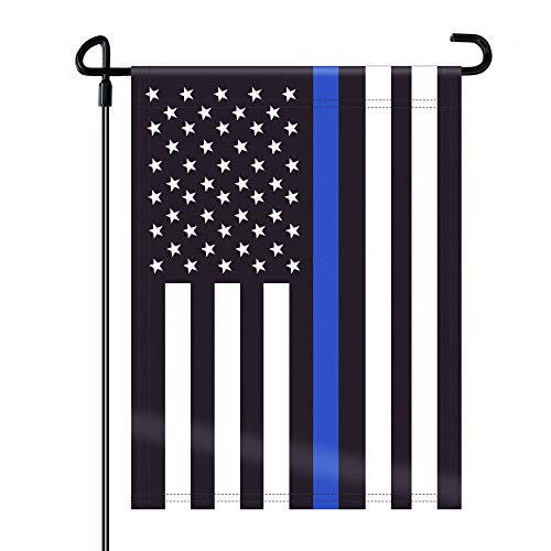 HOOSUN Double Sided Thin Blue Line American Police Garden Flag, USA United States Decorative Garden Flags - Weather Resistant & Double Sided - 12.5 x 18 Inch