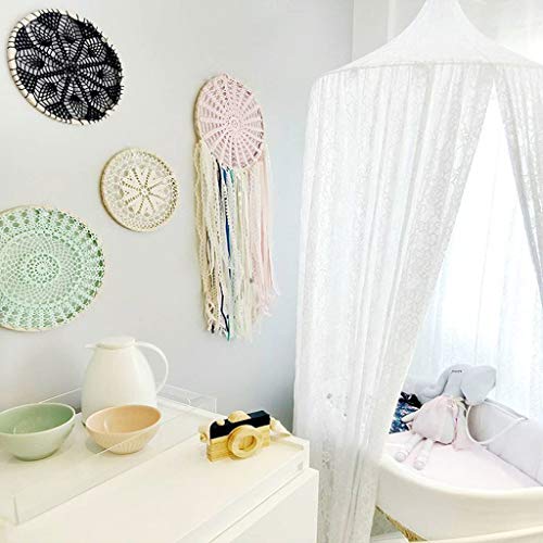 Lace Bed Canopy - Round Dome Netting Mosquito Net For Girls Bed Nusery Hanging Canopy Elegant Room Decoration, White #TOP2
