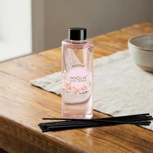 Image of Involve Blossom Reed Diffuser Refill with Free 10 Reed Sticks - 120 ml | Long-Lasting Home Aroma Diffuser for Living Room, Bedroom & Gifting | Home Decor | Home Fragrance | Diffuser for Home