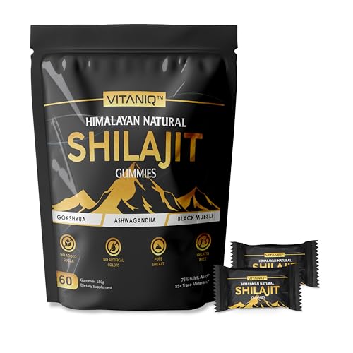 Vitaniq Premium Shilajit Gummies for Men & Women UK - Pure & Natural Himalayan Gold Shilajit Rich in Ashwagandha - Gokshura - Energy Boost & Immune Support - Gluten Free - 60 Gummies