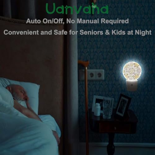 Image of Christmas Holiday Night Light White Golden Snowflakes Stars Plug-in Nightlight Energy Saving 0.5W LED Lighting for Boys Girls Men Women