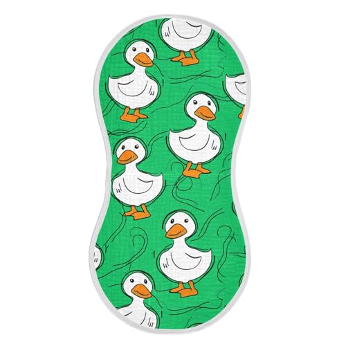 MCHIVER Cartoon Duckling Drawing Green Baby Burp Cloths Cotton Washcloths Absorbent Soft Burping Rags for Baby Boy Girl Newborn Towel 2 Pack