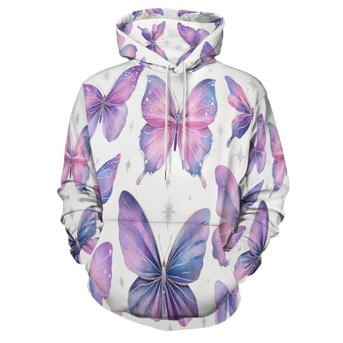 Sweat à capuche 3D anti-décoloration pull confortable imprimé papillons