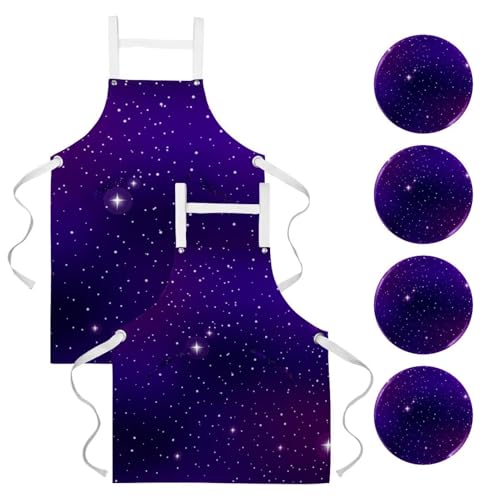 Tablier de serveuse galaxie pour le restaurant le bar ou la pâtisserie