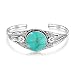 Produktbild Südwesten Navajo Stil Oval Cabochon Stabilisiert Türkis Manschette Armreif Für Damen Blatt Motiv 925 Sterling Silber
