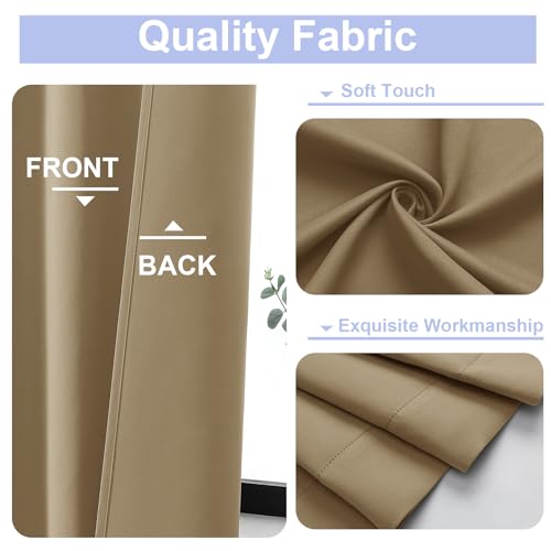 Simplebrand Ava Taupe Blackout Curtains for Bedroom 90 Inches Long 2 Panels Set, Solid Privacy Energy Saving Living Room Window Treatment Curtains Blackout Drapes, W40 x L90 Inch, Taupe